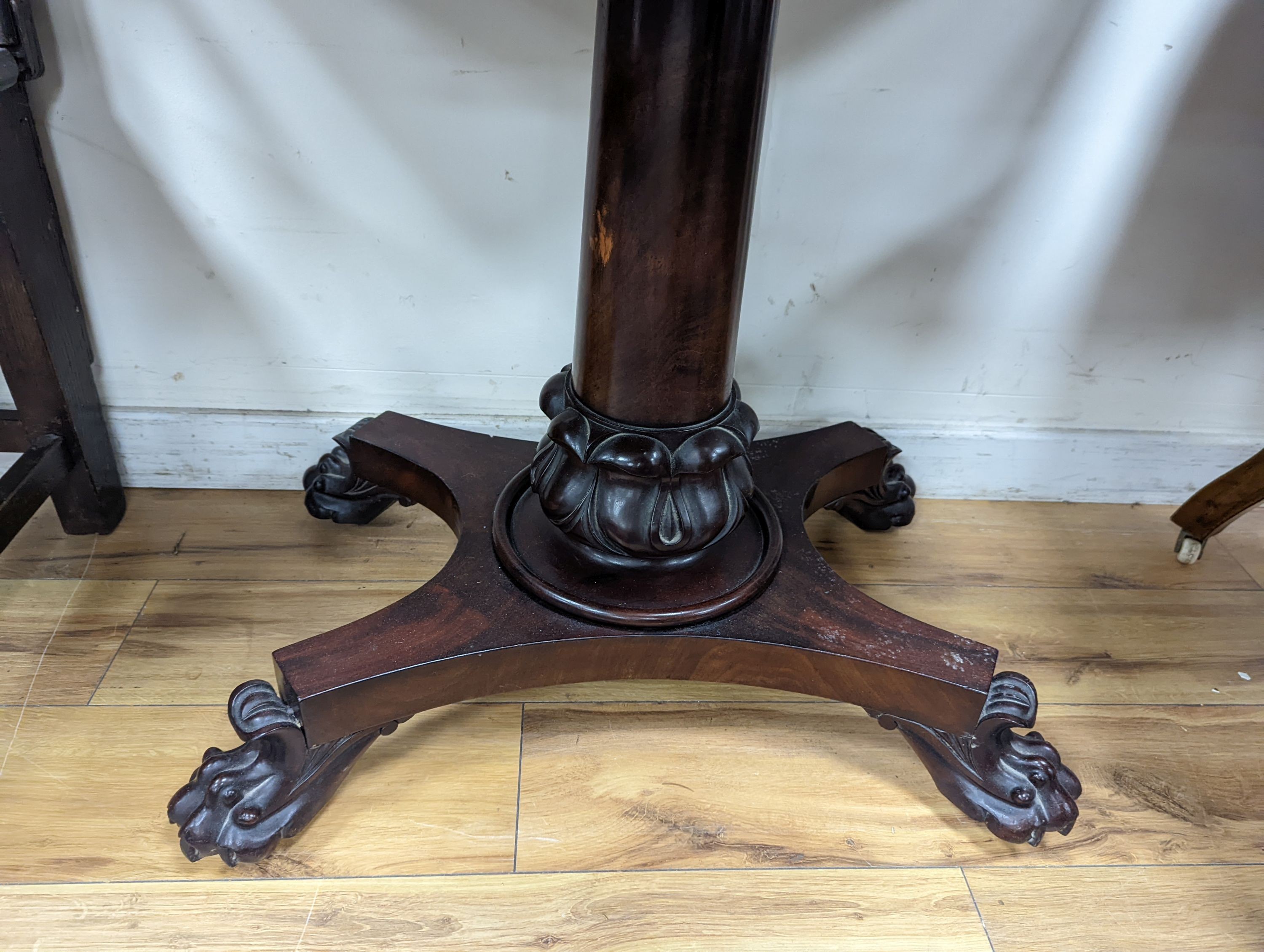 A William IV mahogany card table, width 91cm